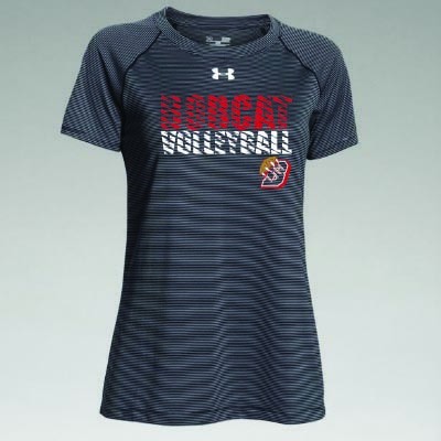 Bobcat Volleyball 2016 04 Mens and Ladies Under Armour Stripe Tech Short Sleeve T Shirt 